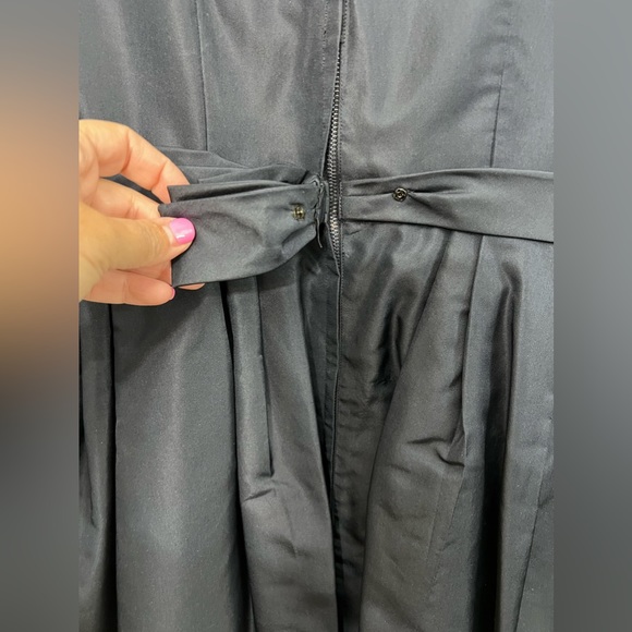 VTG 50/60s Navy Blue Cocktail Dress W/ Lining & Snap Bow On The Back - Picture 6 of 11